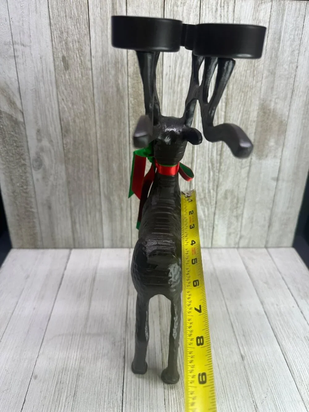 Vtg Christmas Metal Reindeer Votive Tealight Candle Holder Holiday 13.5